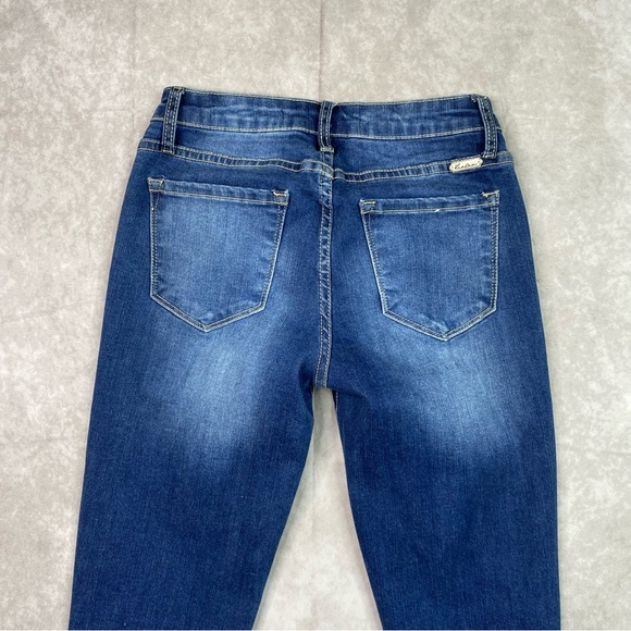 KanCan Womens Jeans Size 3 25 Dark Wash Mid Rise Distressed Denim Pants - Picture 5 of 16